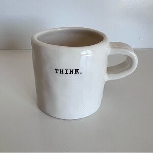 Rae Dunn THINK Short Coffee Mug Cup Small Typewriter Font Boutique Magenta